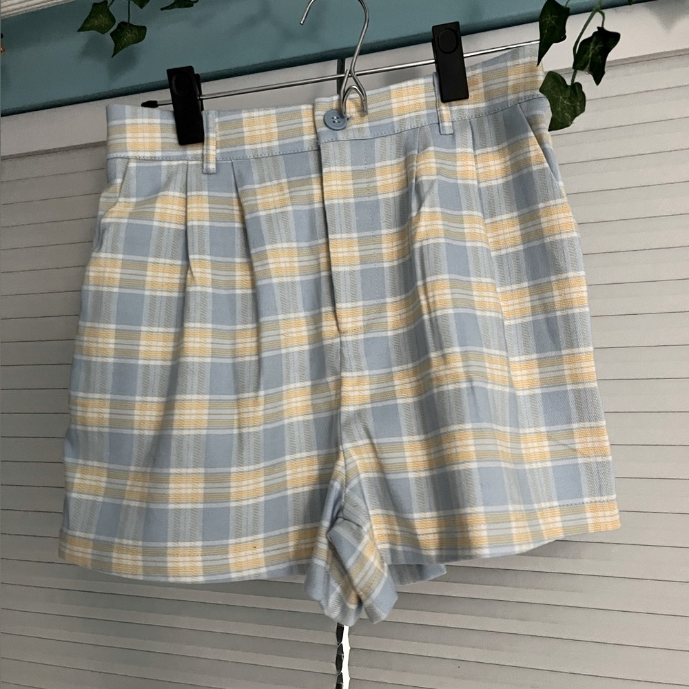 Plaid Blue and Yellow Shorts